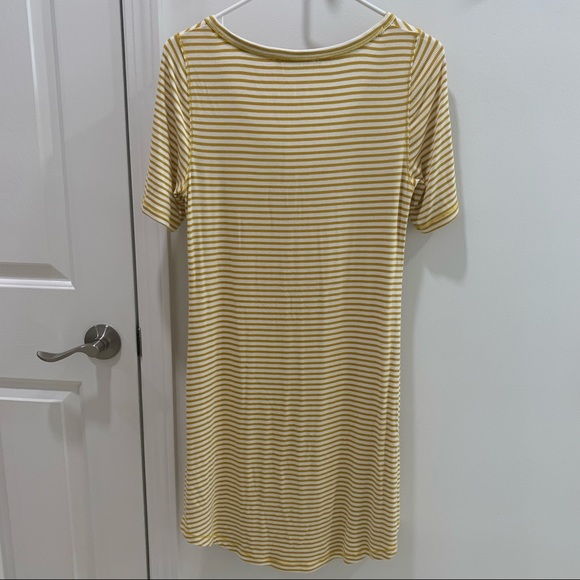 Anthropologie Pure + Good Yellow Striped Henley Button Dress - Picture 6 of 7